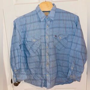 Resistol Double R Cowboy Western Blue Plaid XL Shirt
